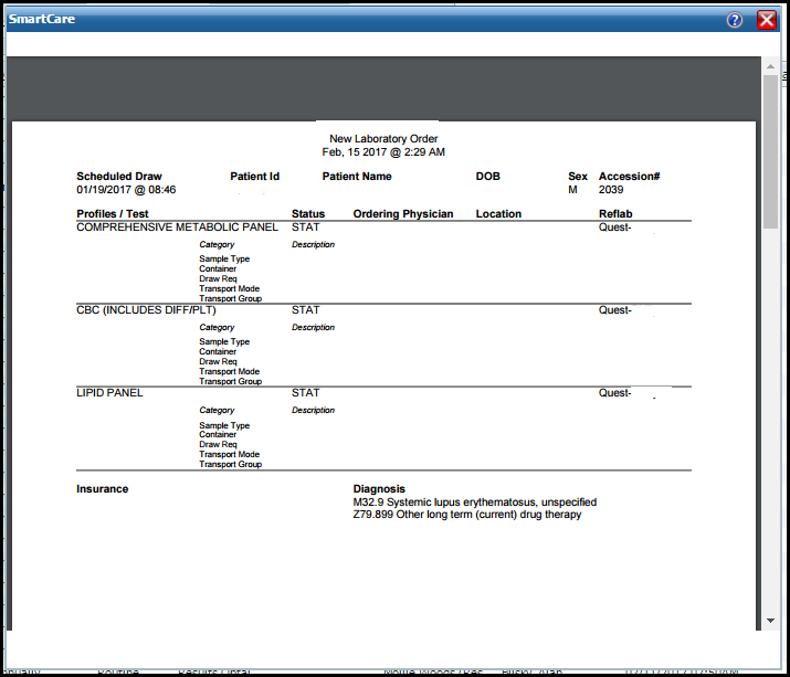 Print Lab Requisitions
